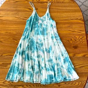 Turquoise Blue Summer Tie Dye Beach Dress